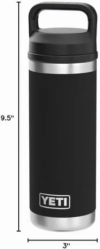Vista 7 de YETI Rambler Botella de 18 oz, aislada al vacío, de acero inoxidable con tapa Chug, negro