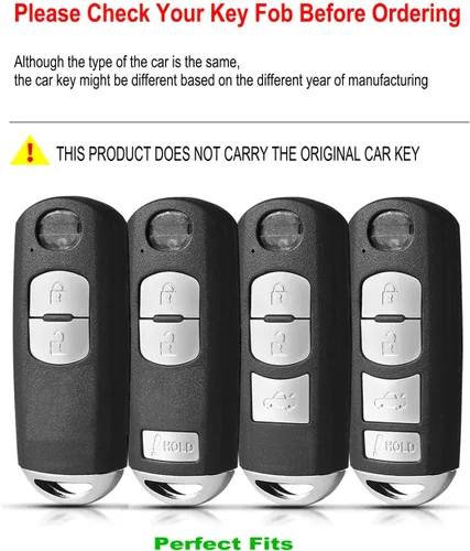 Vista 2 de Funda para Llavero de Mazda Estuche de Cuero para Llave de Carro Compatible con Mazda 3 6 5 2 CX5 CX9 2009-2019 Protector de llavero de coche