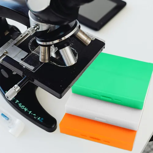 Vista 5 de Cajas de diapositivas de microscopio biológico 3 unids Organizadores de diapositivas de microscopio científico Cajas