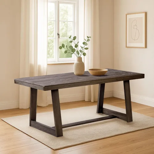 Vista 21 de Plank+Beam - Mesa de comedor de 48 pulgadas estilo granja, mesa de cocina rústica de madera maciza, mesa de comedor para el comedor, mobiliario