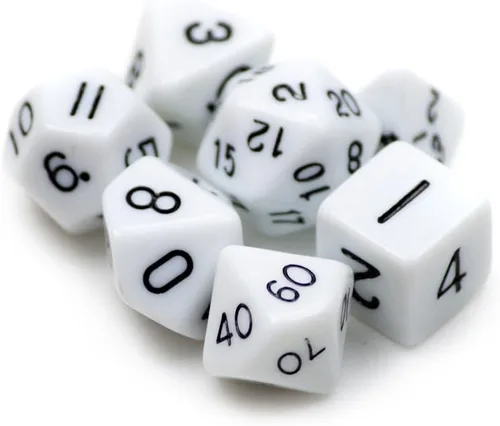 Vista 2 de Juego de 7 dados poliédricos - Blanco sólido con bolsa de terciopelo por Wiz Dice