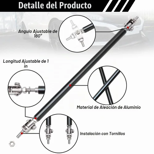 Vista 2 de DREAMOTOR - Barra de soporte universal para parachoques delantero de 8 a 11 pulgadas, 2 unidades Parachoques delantero compatible con Honda Civic
