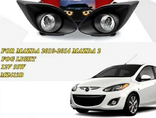 Vista 2 de Auto-Tech - Lámparas antiniebla transparentes de repuesto para Mazda 2 M2 2010-2014 Kit de montaje de faros antiniebla delanteros (un par)