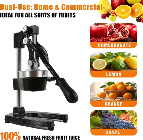 Vista 7 de Exprimidor manual de cítricos de hierro fundido, exprimidor de limón naranja resistente, prensa comercial de cítricos extragrande, fácil de limpiar