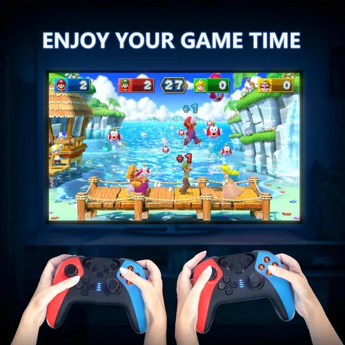 Vista 8 de Controlador de interruptor para Nintendo Switch, controlador Switch Pro para control remoto inalámbrico SwitchSwitch Lite con doble vibración, eje