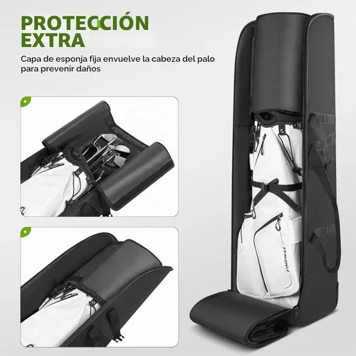 Vista 5 de findway Bolsa de viaje de golf para aerolíneas 900D resistente Oxford Golf Funda de viaje con ruedas, funda de viaje de golf con forro protector