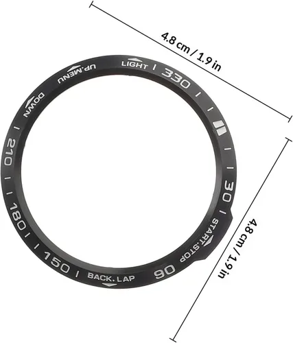 Vista 2 de Anillo de bisel compatible con Fenix 6X – Elegante cubierta de bisel de metal para reloj, anillo de bisel adhesivo, cubierta de anillo de bisel Negro
