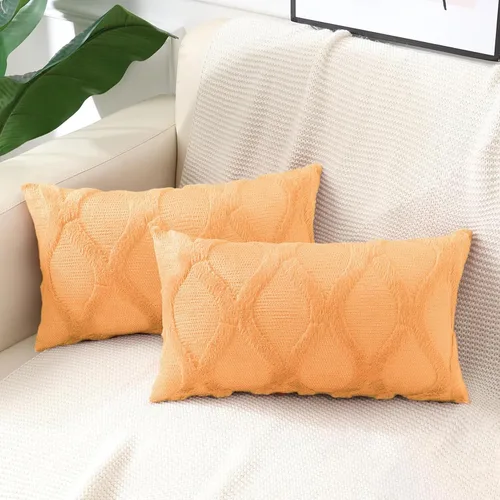 Vista 30 de decorUhome - Juego de 2 fundas de cojín decorativas para primavera de 16 x 16 pulgadas, fundas de almohada afelpadas de lana y piel sintética suave