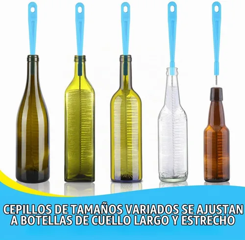 Vista 7 de Cepillo limpiador de botellas de 16 pulgadas para botellas de agua, cepillo de botella de mango largo para limpiar botellas deportivas de cuello