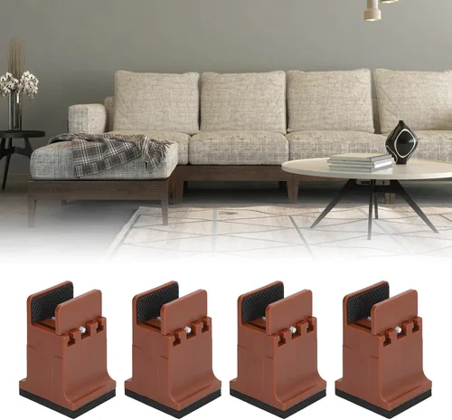 Vista 9 de Dioche Elevadores de muebles de 6 pulgadas, 4 piezas ajustables con abrazadera de tornillo, elevadores de sofá de cama resistentes para ajuste