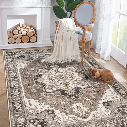 Vista 67 de Alfombra lavable para entrada de 2x3 pies - Alfombra pequeña de entrada vintage desgastada oriental antideslizante que no suelta pelusa, suave