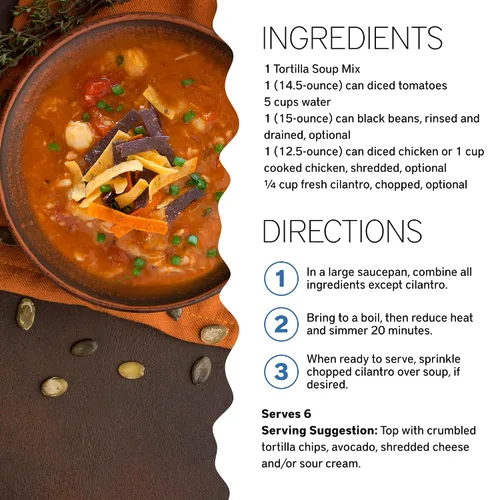 Vista 6 de Southern Living Mezcla de sopa de tortilla, ingredientes frescos, mezcla de condimentos para sopa, cena familiar, cazuela de tortilla, sopa