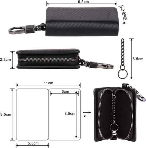 Vista 3 de VISOUL Funda de cuero para llavero de automóvil para hombres y mujeres, funda protectora de llavero inteligente con gancho de metal y llavero