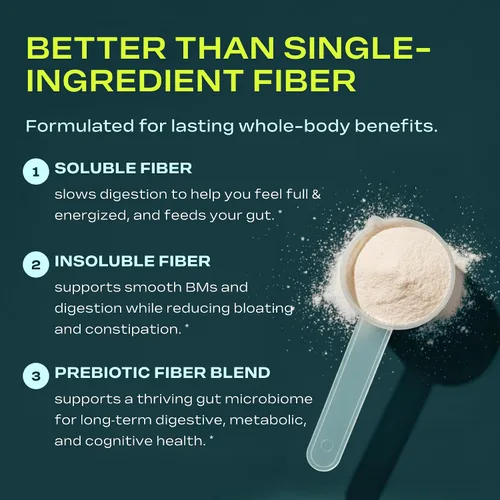 Vista 7 de Suplemento de fibra prebiótica para mujeres y hombres – 6g de polvo de fibra prebiótica – Mezcla diaria para la salud intestinal, hinchazón