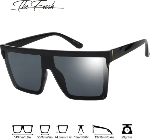 Vista 9 de The Fresh Gafas de sol cuadradas de una pieza con parte superior plana, lentes siameses