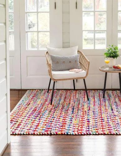 Vista 3 de Unique Loom Braided Chindi Collection - Alfombra casual moderna para múltiples áreas, 9 pies x 12 pies, rectangular de 9 x 12 pies