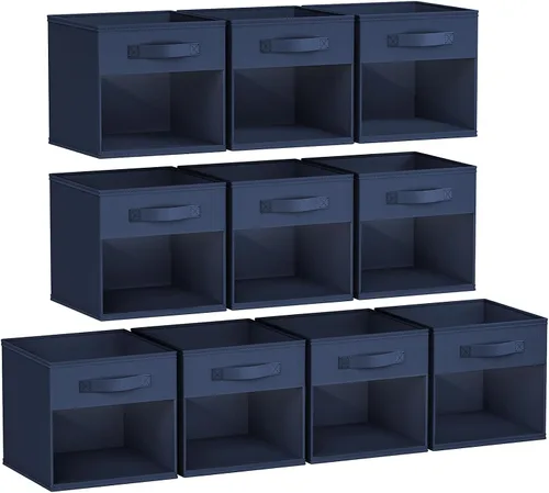 Vista 32 de DIMJ Cubo de almacenamiento, 6 paquetes de contenedores plegables con asas, contenedores de tela para organización, cubos organizadores