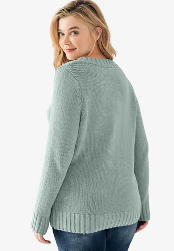Vista 3 de Ellos Women's Plus Size Button Y-Neck Sweater