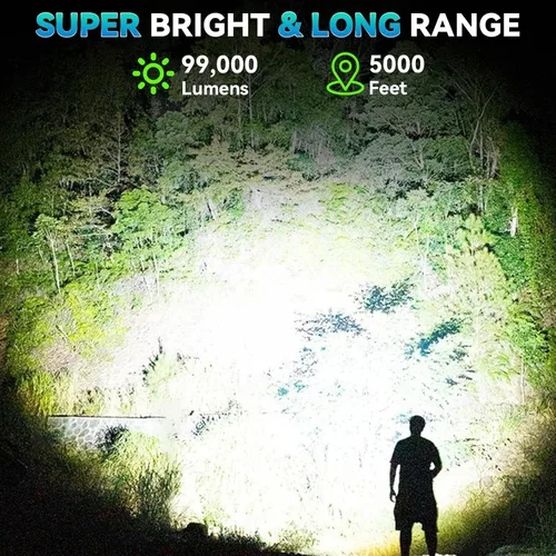 Vista 2 de Foco recargable, 2000000 lúmenes, linterna LED súper brillante, luces de punto de larga duración impermeables, luz de punto de mano al aire libre