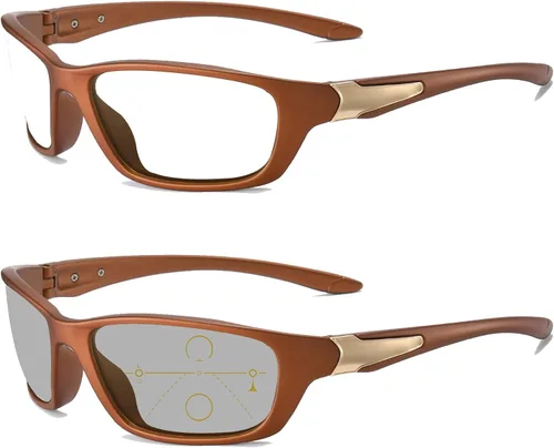 Vista 8 de Gafas de lectura multifocales fotocromáticas progresivas de transición para hombres y mujeres, gafas de sol deportivas para lectores Negro