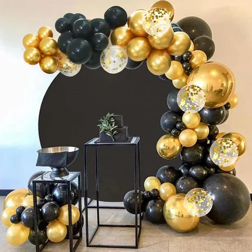 Vista 6 de Felice Arts Decoración de fiesta de Año Nuevo Confeti de Globos de Látex Kit de Arco de Guirnalda de Globos Negro y Dorado para Decoración de Oro