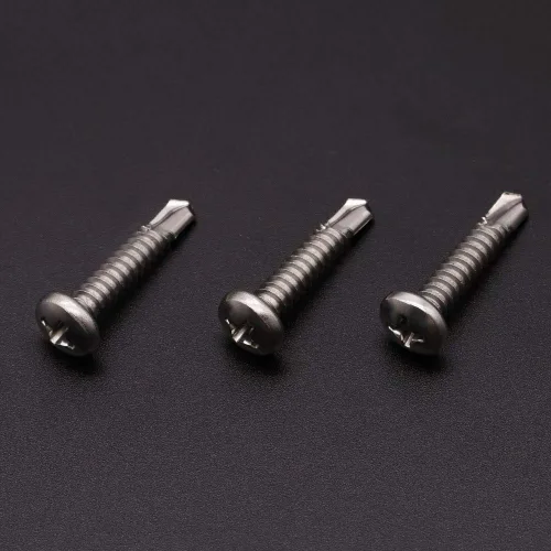 Vista 4 de Tornillos autoperforantes de cabeza plana #10 x 1/2" (100 piezas) para metal, Phillips Drive Autoperforantes, Tornillos Tek de chapa, acero plateado