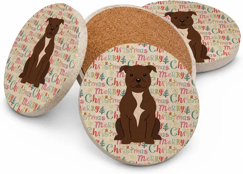 Vista 41 de Abyssinian Sand Terrier Merry Christmas - Posavasos grandes de piedra arenisca (4 unidades)