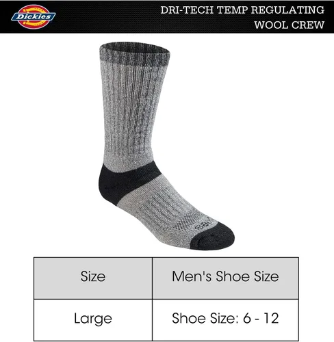 Vista 3 de Dickies Dri-tech - Calcetines de trabajo con mezcla de lana reguladora de temperatura para hombre, paquete múltiple