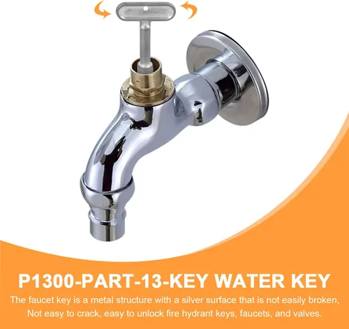 Vista 9 de P1300-PART-13-KEY Llave de boca de actualización para llave de grifo de agua ZURN para válvulas de hidrante y grifos de pared (plata)