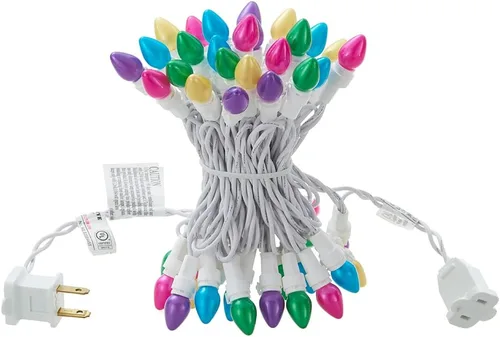 Vista 8 de Guirnalda de luces LED multicolor de cristal C3, 50 unidades, luz pastel de Pascua, 120 V, certificación UL, conectable, para exteriores, cable