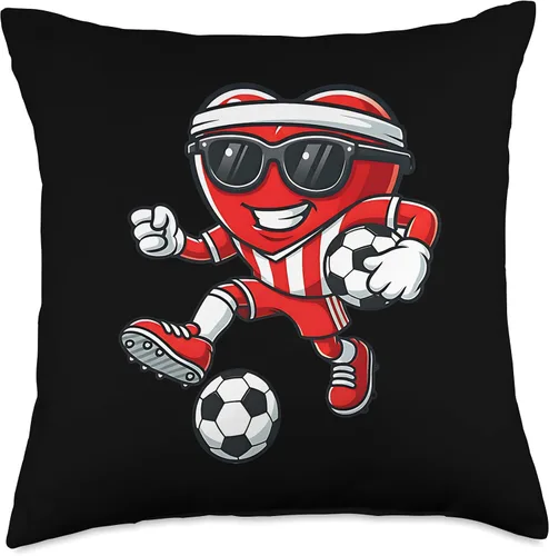 Vista 4 de Cute Soccer Boy – Funny Football Throw Pillow