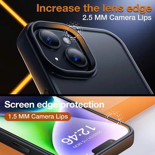 Vista 4 de Yriklso Funda para iPhone 15, a prueba de golpes para iPhone 15, protección contra caídas de grado militar, carcasa protectora rígida delgada