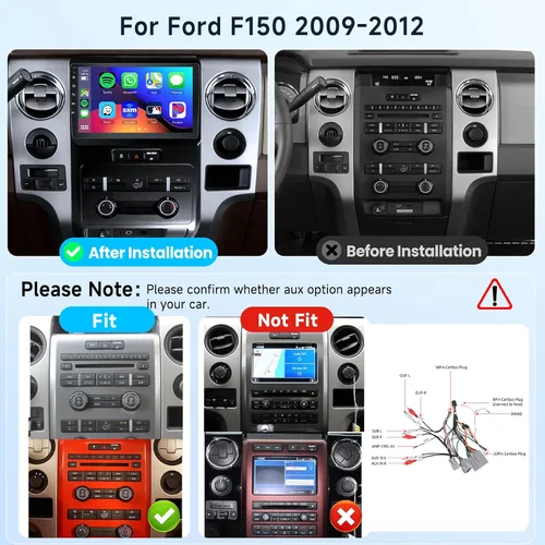 Vista 2 de Radio de coche 2G+64G Android15 estéreo para Ford F150 2009-2012 con Carplay inalámbrico/Android Auto con navegación GPS WiFi, pantalla táctil de 9