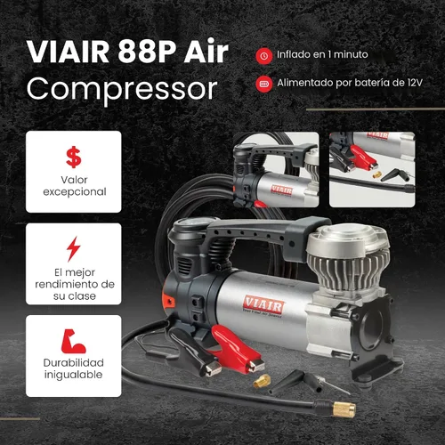 Vista 2 de Compresor de are portátil y paquete medidor de presión de neumáticos digital Viair., Compresor de aire , Plateado