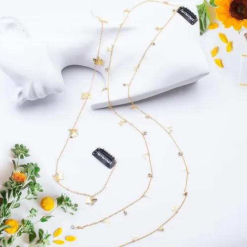 Vista 5 de 4 cadenas trenzadas de cabello de mariposas, joyas para el cabello con diamantes de imitación, pinzas para el cabello de mariposas, accesorios