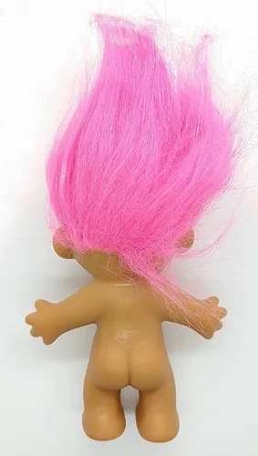 Vista 2 de Russ Muñeca Troll de pelo rosa magenta de 4.5 pulgadas de alto con pelo de 6 pulgadas de alto