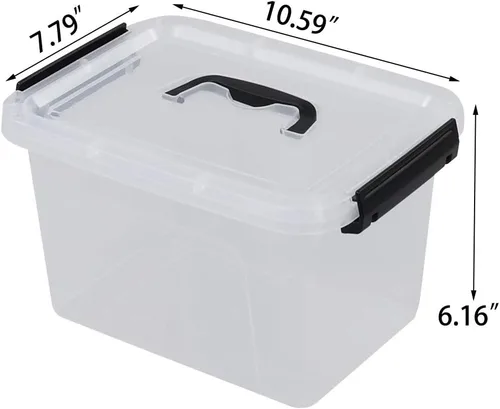 Vista 2 de Farmoon Contenedor de almacenamiento con tapa transparente de 6 cuartos de galón, caja de contenedores de plástico, 6 paquetes Transparente y negro