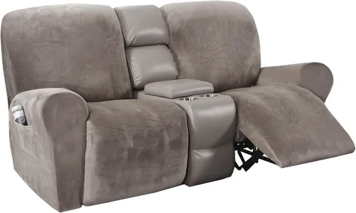 Vista 25 de H.VERSAILTEX Fundas elásticas de terciopelo para sillón reclinable, 6 piezas, fundas para loveseat reclinable de 2 cojines, fundas para sofá
