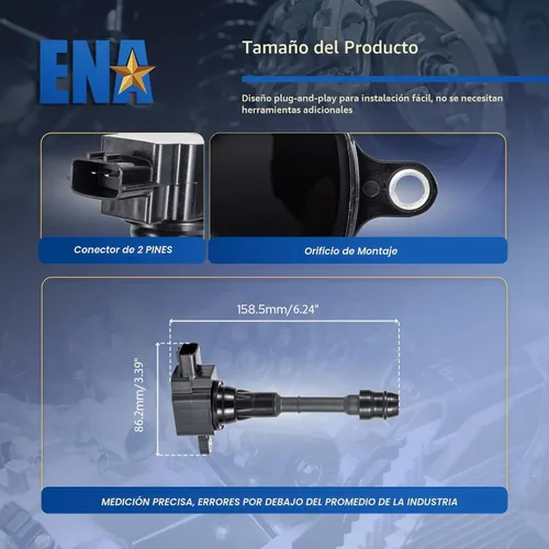 Vista 6 de ENA Juego de 4 bobinas de encendido 2.5 L4 compatibles con Nissan 2002 2003 2004 2005 2006 Altima, 02-08 Sentra XTrail, 2010 2011 2012 2013 Bobinas