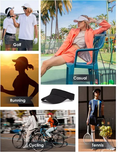 Vista 7 de Komorebi Viseras para mujer, unisex, con visera para el sol, gorras ajustables para correr, protección solar de verano, sombrero de tenis