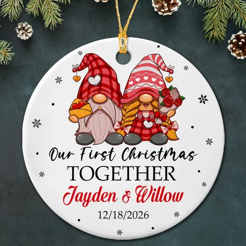 Vista 9 de Adorno de cerámica personalizado para parejas comprometidas, pájaros de Navidad 2025, adorno de cerámica de pájaros de compromiso, regalos