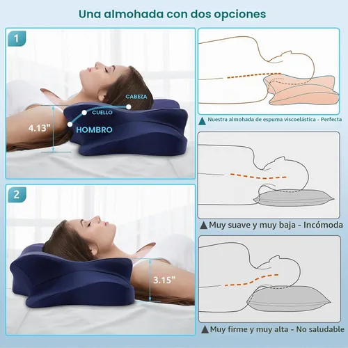 Vista 6 de DONAMA - Almohada cervical para cuello y hombros, almohada de espuma viscoelástica con contorno, almohada ergonómica de apoyo para el cuello