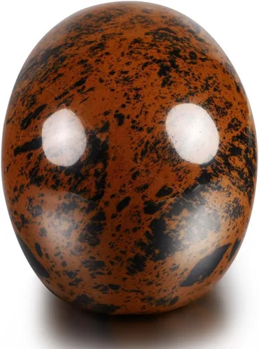 Vista 5 de Skullis Calavera de cristal de obsidiana de caoba de 3.0 pulgadas. Escultura de arte fino de piedra preciosa tallada a mano, estatua de piedra