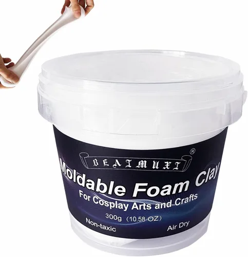 Vista 8 de Arcilla de espuma moldeable para cosplay, arcilla de espuma seca al aire moldeable, 17.64 oz, color blanco, espuma para esculpir para disfraces