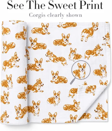Vista 5 de Mud Pie Manta para Bebé con Diseño de Raza de Perro, Corgi, 47" x 47