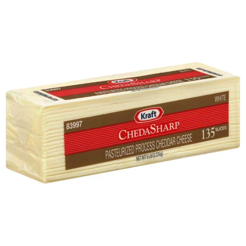 Vista 4 de Kraft Queso blanco en rodajas de Chedasharp, 5 libras, 4 por caja.
