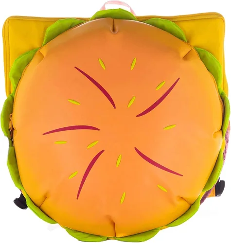 Vista 2 de Mochila de hamburguesa con queso, Amarillo, Estilo divertido y de dibujos animados