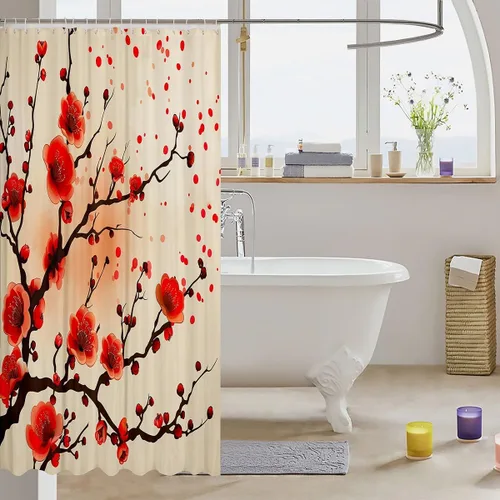 Vista 23 de Cortina de ducha de baño de mármol, cortina de ducha de tela gris y blanca con ganchos, arte único estampado de teñido anudado 3D, accesorios