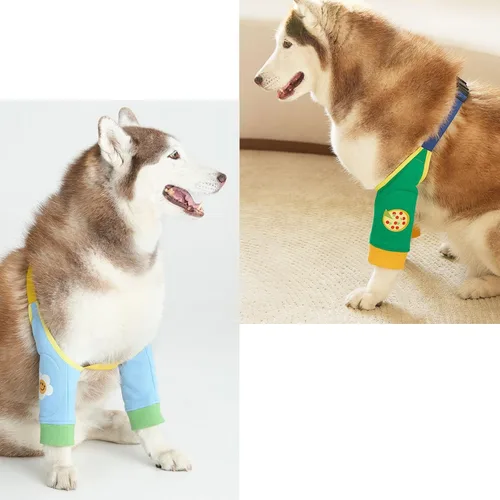 Vista 6 de Funda de recuperación para perros con acolchado, mangas delanteras para piernas después de la cirugía, protector de codo para perros pequeños