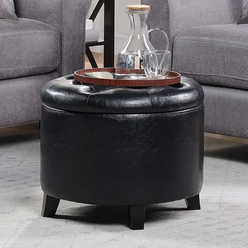 Vista 2 de Convenience Concepts Designs4Comfort - Otomana de almacenamiento, piel sintética negra
